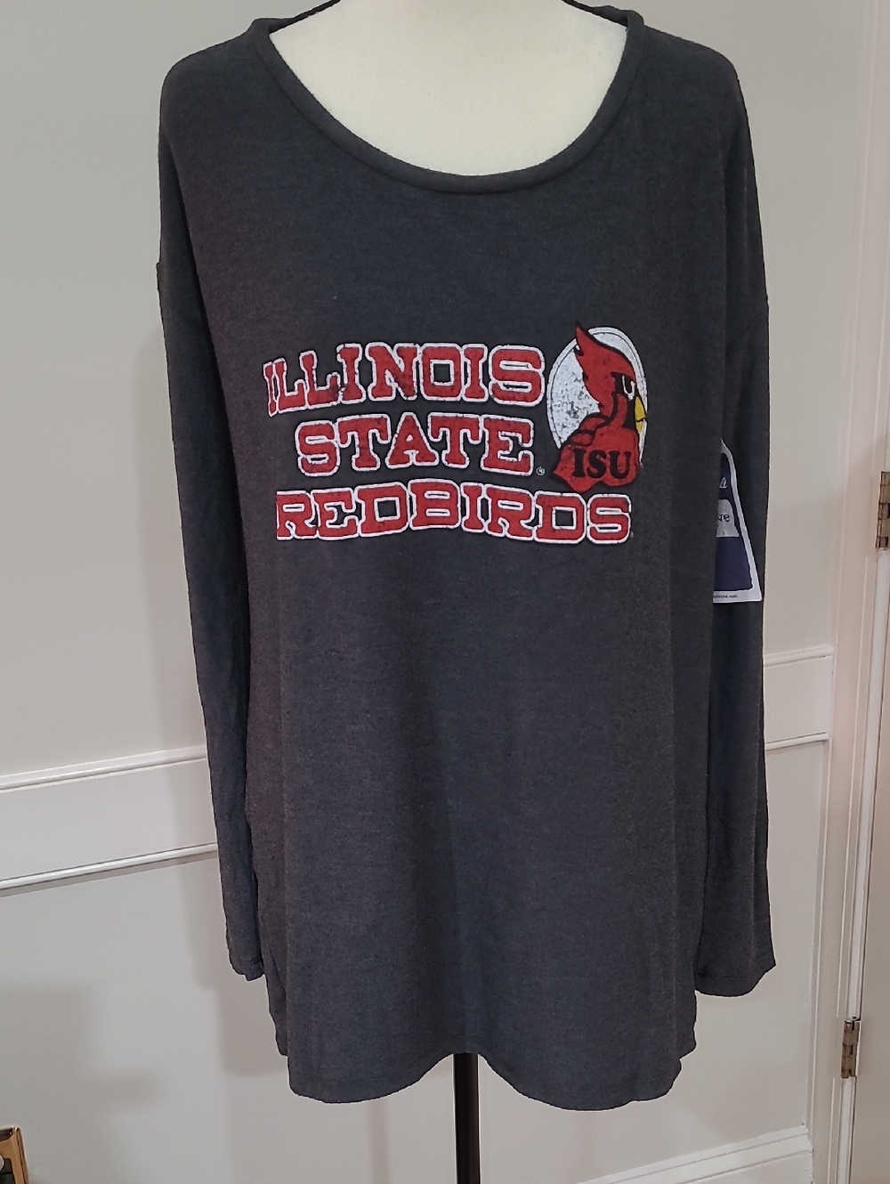 Illinois State Redbirds Vintage Inspired Charcoal Gray Long Sleeve Tee - Size XL